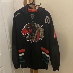 Black Hooded Sweater with Embroidered Design